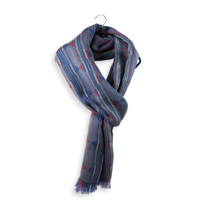 BLUE and GREY, COTTON and SILK BLEND SCARF - CHICAGO