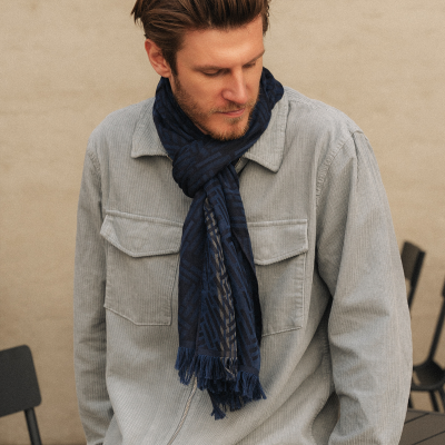 BLUE, CASHMERE BLEND STOLE - WAND