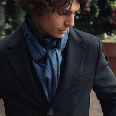 BLUE, MEN'S SILK SCARF - VINCENT