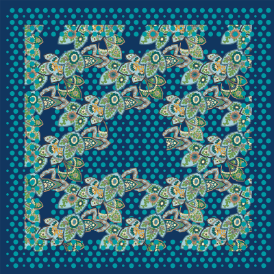 BLUE SCARF SQUARE PRINTED SILK - SOIERIE