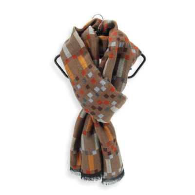BROWN, COTTON BLEND SCARF - TITANE