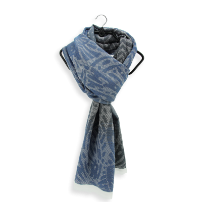 BUTTERFLY - BLUE and MARINE, COTTON SILK RAYON BLEND SCARF
