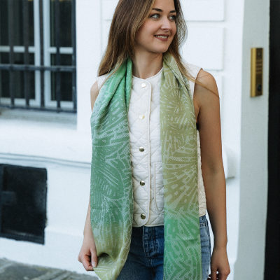 BUTTERFLY - KHAKI COTTON BLEND SCARF