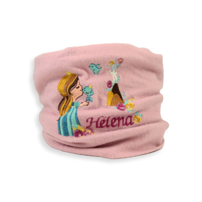 CHILDREN'S EMBROIDERED ORGANIC COTTON PINK COLORED SCARF - PRINCESS