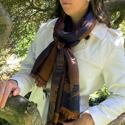 COPPER NAVY CASHMERE BLEND STOLE - SEREANDE