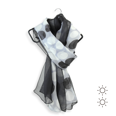 DUO de SOIE MOTIF POIS GRIS NOIR