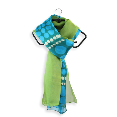 DUO de SOIE MOTIF POIS VERT KIWI