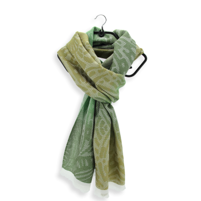 ECHARPE COTON SOIE MODAL, VERT et KAKI - BUTTERFLY