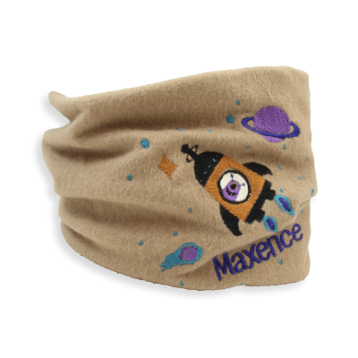 ECHARPE ENFANT BRODEE COTON BIO BEIGE - UN EXTRATERRESTRE DANS SA FUSEE