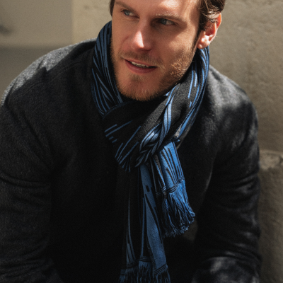 ECHARPE LAINE BLEU NOIR - NEON