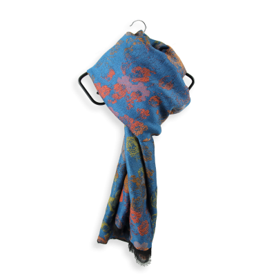 ECHARPE LAINE MERINOS COTON SOIE BLEU AZUR - FLORENCE