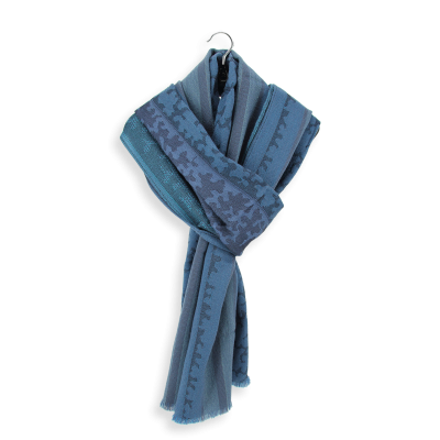 ECHARPE LAINE MERINOS SOIE BLEU JEAN - ARBORESCENCE