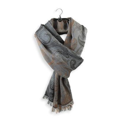 ECHARPE LAINE MERINOS SOIE GRIS OR - MELODIE