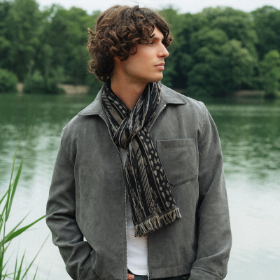 ECHARPE LAINE NOIR BEIGE - SAUVAGE