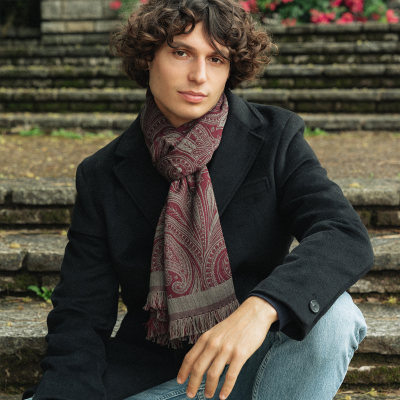 ECHARPE LAINE SOIE BORDEAUX – TRADI