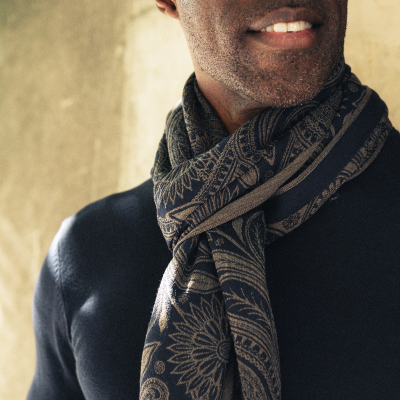 ECHARPE LAINE SOIE MARINE – TRADI