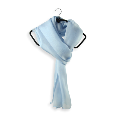 ECHARPE MOUSSELINE SOIE UNIE BLEU CIEL