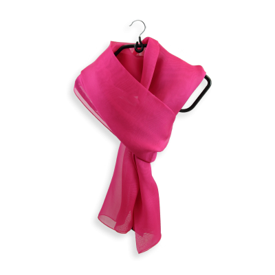 ECHARPE MOUSSELINE SOIE UNIE ROSE FUCHSIA