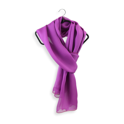 ECHARPE MOUSSELINE SOIE UNIE ROSE HORTENSIA