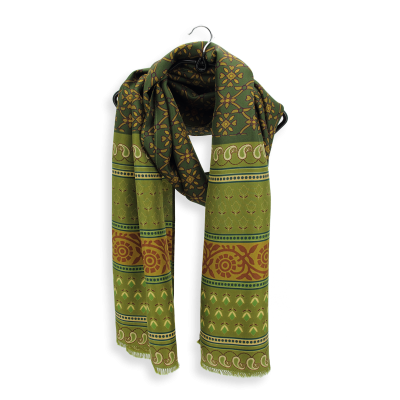 ECHARPE SOIE BIO IMPRIMEE KAKI - CHIC