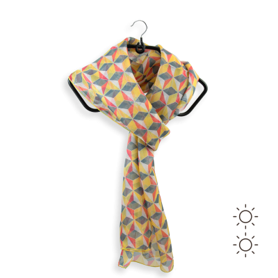 ECHARPE SOIE IMPRIMEE JAUNE | MOTIF ARLEQUIN