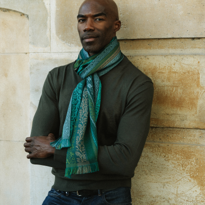 ECHARPE VERTE HOMME LAINE – ROMAIN