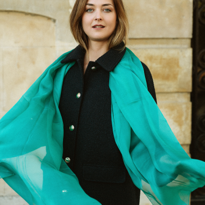 EMERALD GREEN MONOCHROME SILK STOLE