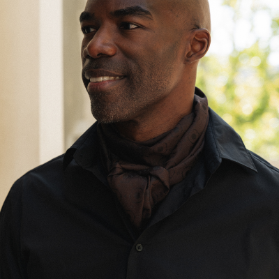 FOULARD SOIE HOMME MARRON - DENIS