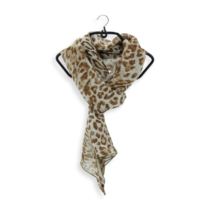 FOULARD SOIE IMPRIMEE BEIGE - PEAU