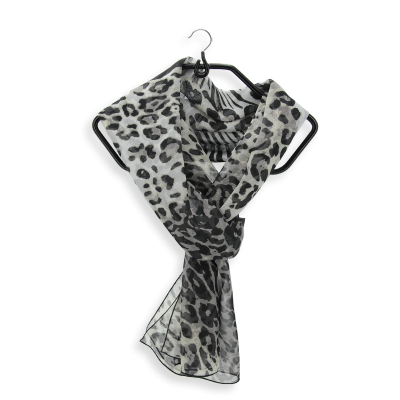 FOULARD SOIE IMPRIMEE GRIS - PEAU
