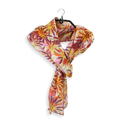FOULARD SOIE IMPRIMEE JAUNE TOMETTE | MOTIF FLEUR SOLAIRE