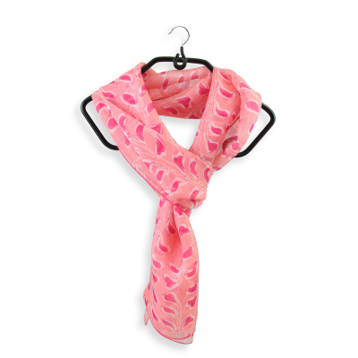 FOULARD SOIE IMPRIMEE ROSE VIF | MOTIF CUT
