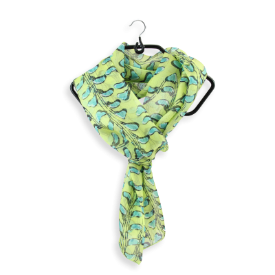 FOULARD SOIE IMPRIMEE VERT ANIS | MOTIF CUT