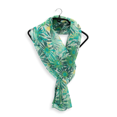 Foulard Carré En Soie 90cm - Motif "Vase Aux Mille Fleurs" Vert Et Multicolore - Style Vintage