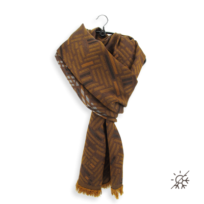 GOLD BROWN MERINO WOOL AND SILK BLEND STOLE - WAND