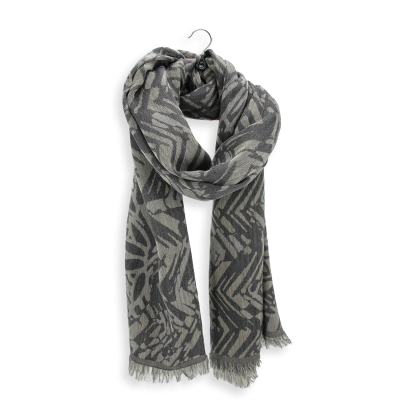 GRAY, MERINO WOOL and SILK BLEND STOLE - SAVANNA