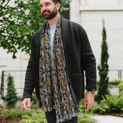GRAY, MERINO WOOL, COTON and SILK BLEND SCARF - RECITAL