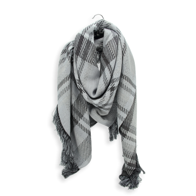 GRAY, WOOL BLEND SHAWL - ECOSSAIS