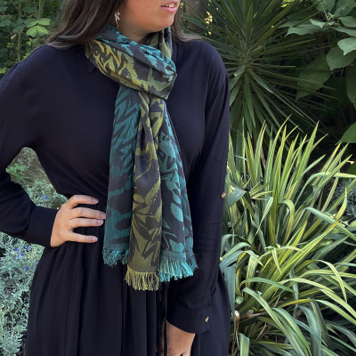 GREEN, COTTON BLEND SCARF - SAVANE