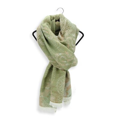 GREEN WOOL BLEND SCARF - CACHE-CACHE