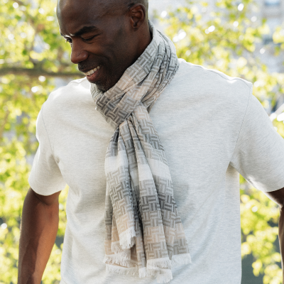 GREY COTTON BLEND STOLE - BOREAL