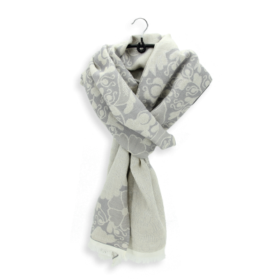 GREY WOOL CASHMERE SCARF - OISEAUX DU PARADIS