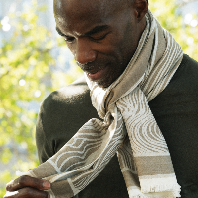 KHAKI CASHMERE STOLE - TRAMAGE