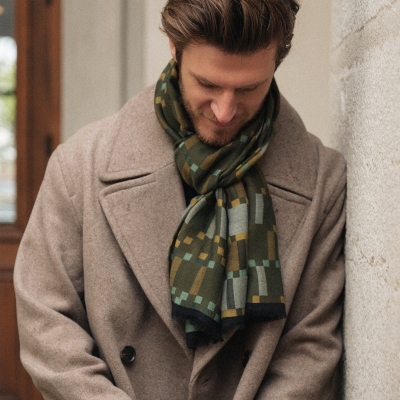 KHAKI GREEN, COTTON AND RAYON BLEND CHEICH - TITANE