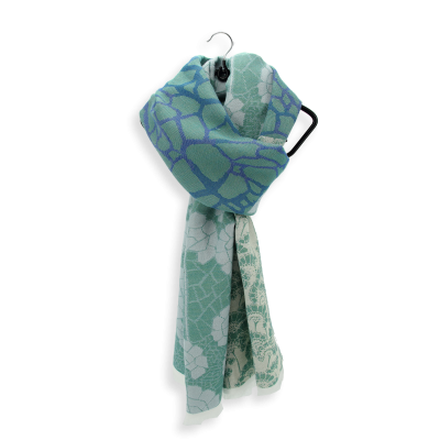 LOTUS - GREEN and BLUE, COTTON, RAYON and SILK BLEND SCARF