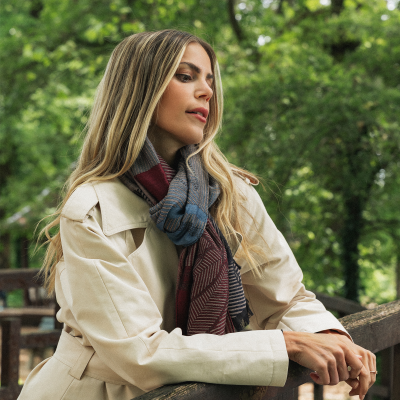 MARINE  PURPLE, WOOL STOLE - LYS