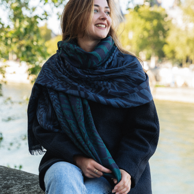 MARINE, WOOL BLEND STOLE - FASCINE