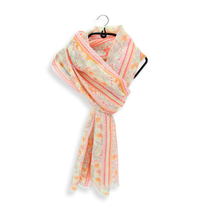 MELON SILK COTON BLEND SCARF - JARDIN
