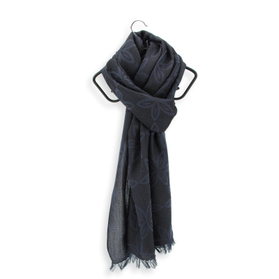 MIDNIGHT BLUE, WOOL and SILK BLEND SCARF - BOUDOIR
