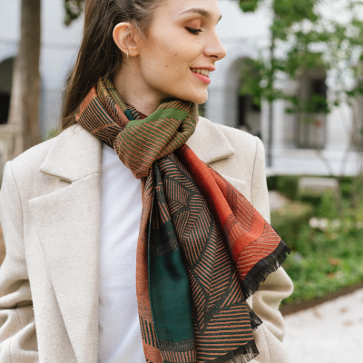 ORANGE, WOOL BLEND STOLE - LYS